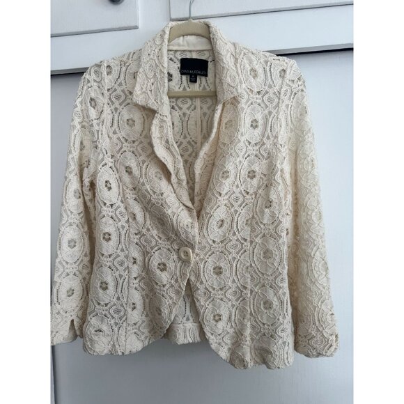 CYNTHIA ROWLEY LACE BLAZER CREAM/OFF WHITE SZ MEDIUM M - Picture 1 of 3